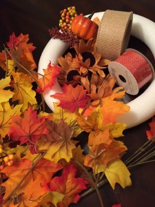 Fall, Craft, Wreath, Leaves, Pumpkin, Ribbon